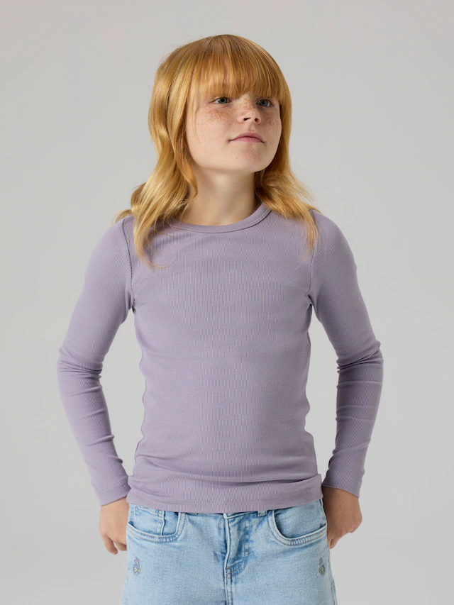 Name It Langarmshirt »NKFNAKAL LS TOP NOOS« in Basic-Form und leicht gerippter Qualität