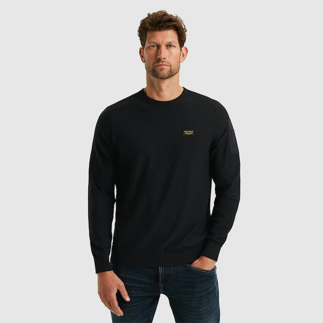 PME LEGEND Rundhalspullover »American classic Buckley knit« mit Logo Stickerei