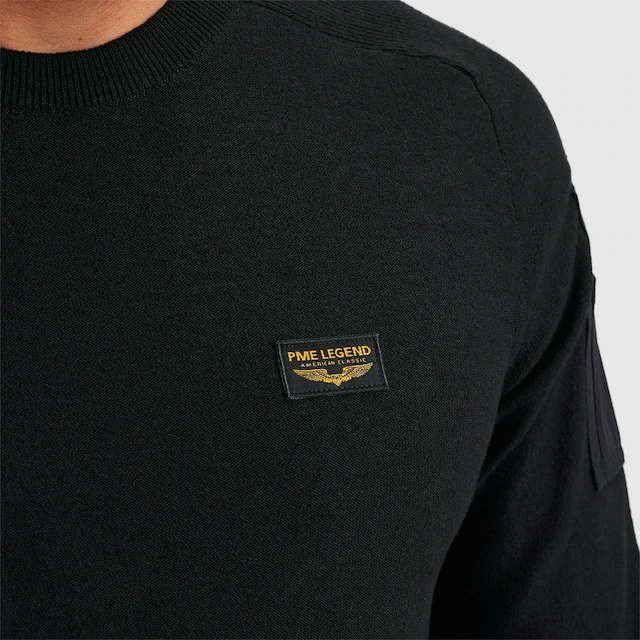 PME LEGEND Rundhalspullover »American classic Buckley knit« mit Logo Stickerei