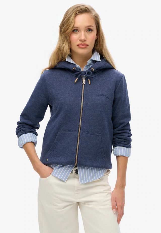 Superdry Kapuzensweatjacke »ESSENTIAL LOGO ZIPHOOD HB« aus Baumwolle und Polyester, Relaxed Fit, mit Rippbündchen