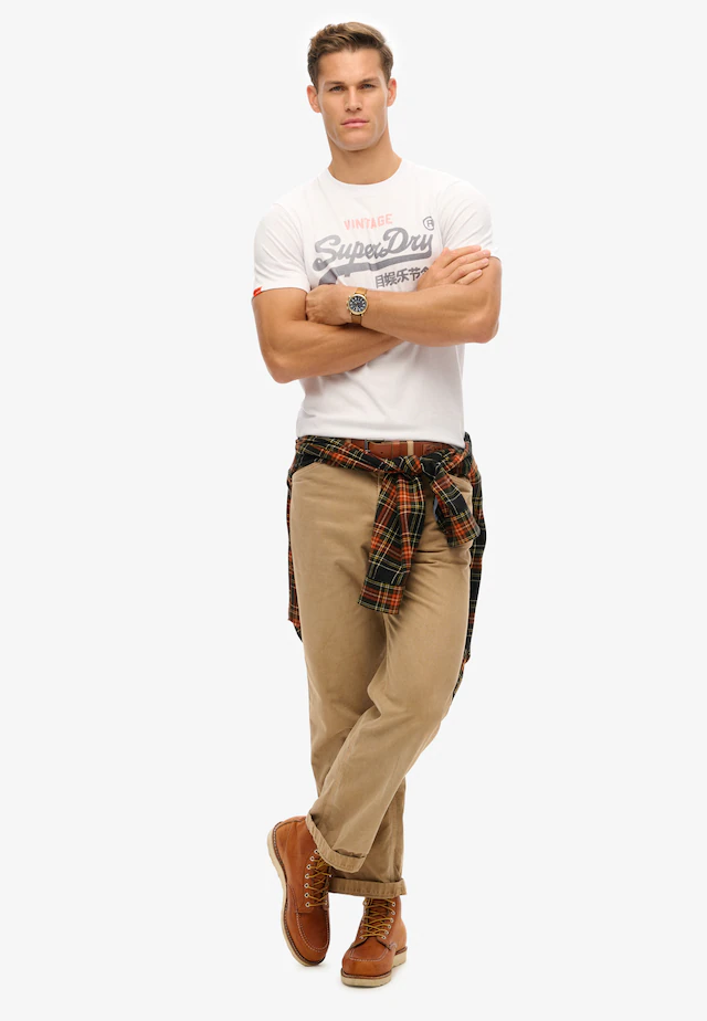 Superdry Rundhalsshirt »VL HERITAGE RELAXED TEE« Relaxed Fit, aus Baumwolle und Single Jersey, Kurzarm, pflegeleicht
