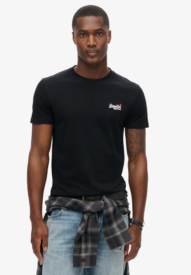 Superdry Rundhalsshirt »ESSENTIAL CONTRAST EMB TEE« Slim Fit, aus Baumwolle und Single Jersey, mit Print, pflegeleicht