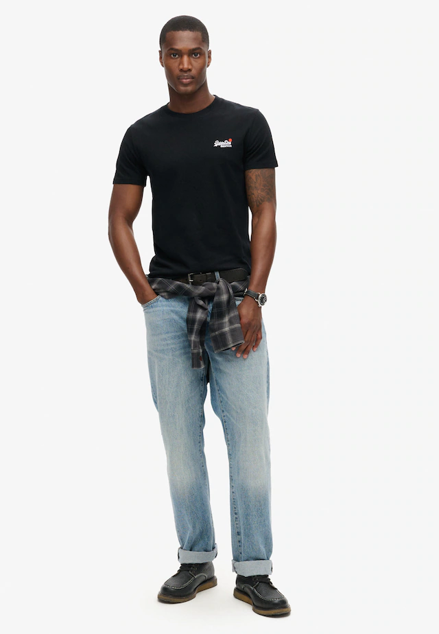 Superdry Rundhalsshirt »ESSENTIAL CONTRAST EMB TEE« Slim Fit, aus Baumwolle und Single Jersey, mit Print, pflegeleicht