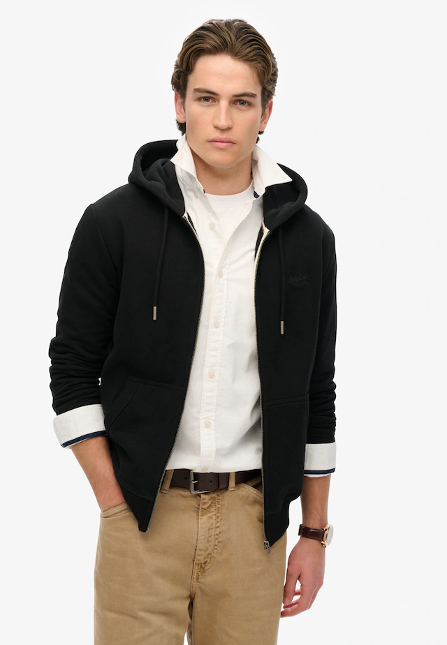 Superdry Kapuzensweatjacke »ESSENTIAL LOGO ZIP HOODIE HB« Baumwollmischung, slim fit