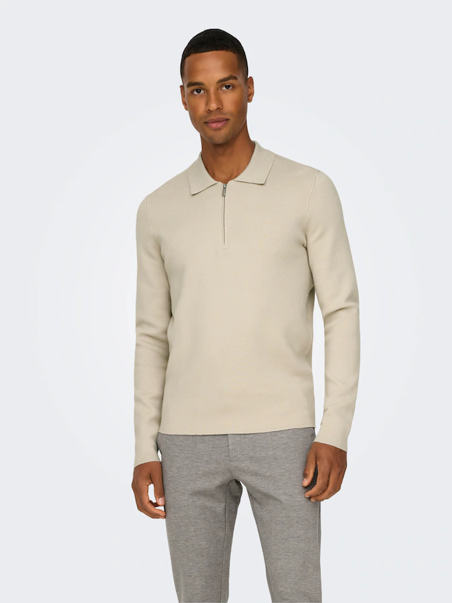 ONLY & SONS Polokragenpullover »ONSCOOPER REG LS 12 HALF ZIP POLO«