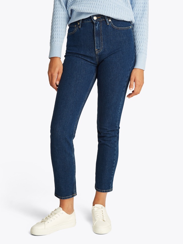 Tommy Hilfiger Slim-fit-Jeans »Slim Cigarette High Waist« mit Logo-Badge, in blauer Waschung