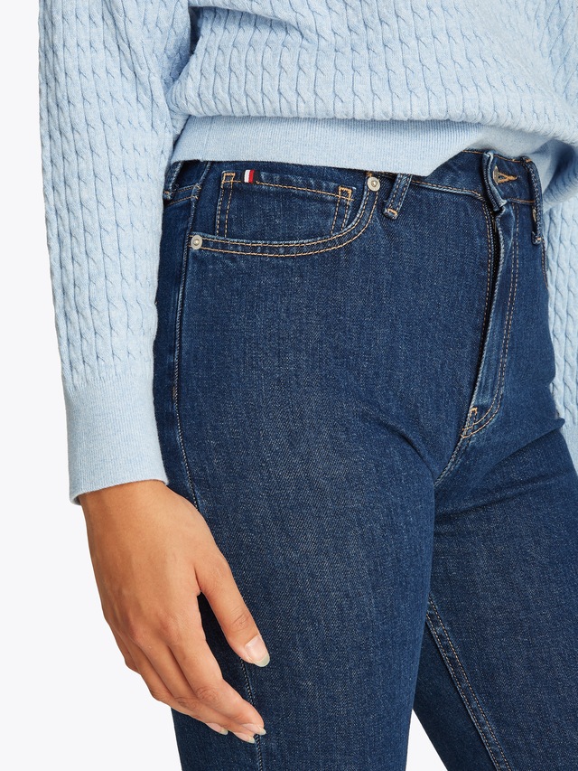 Tommy Hilfiger Slim-fit-Jeans »Slim Cigarette High Waist« mit Logo-Badge, in blauer Waschung