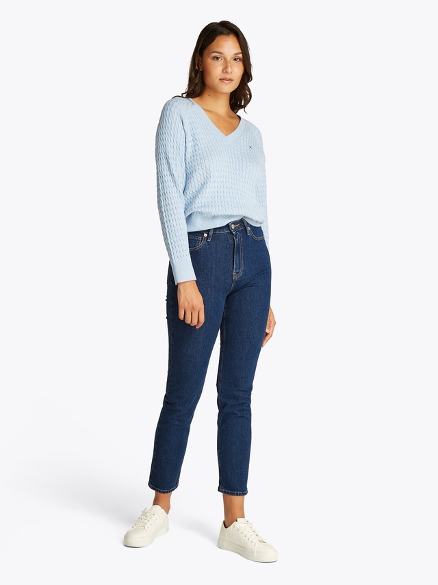 Tommy Hilfiger Slim-fit-Jeans »Slim Cigarette High Waist« mit Logo-Badge, in blauer Waschung