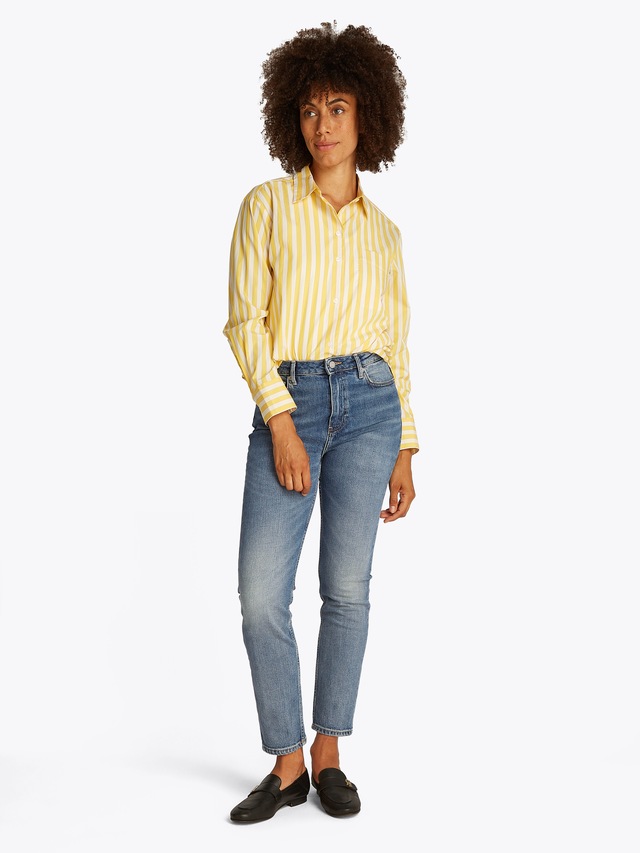 Tommy Hilfiger Slim-fit-Jeans »Slim Cigarette High Waist« mit Logo-Badge, in blauer Waschung