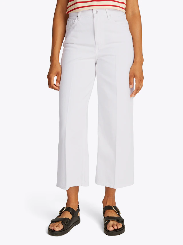 Tommy Hilfiger Weite Jeans »WIDE LEG HW LOU« mit Logo-Badge, mit Nieten, mit Bügelfalten