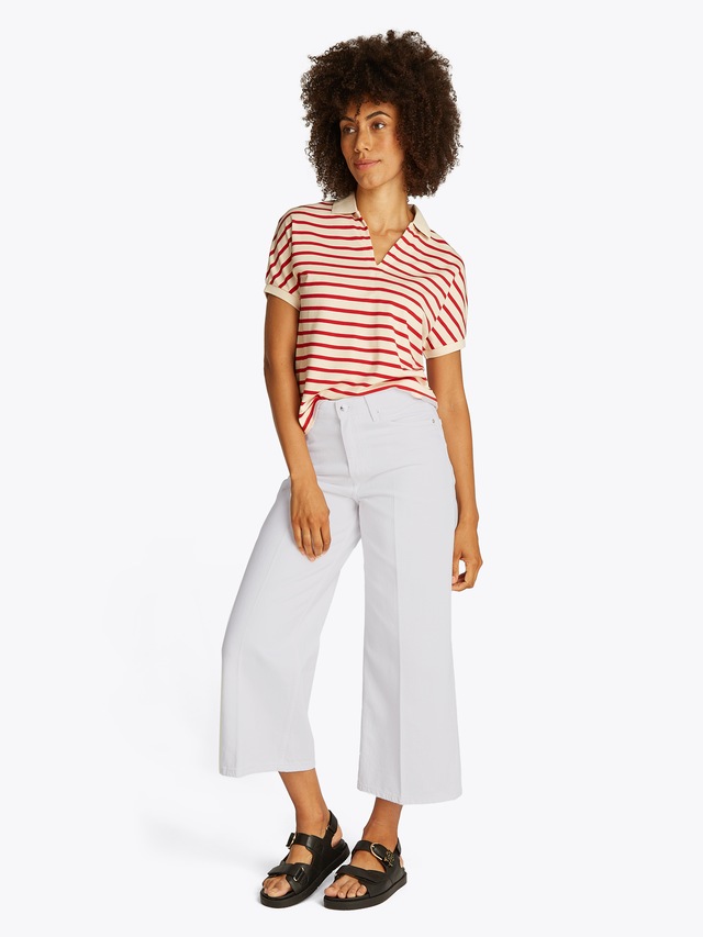 Tommy Hilfiger Weite Jeans »WIDE LEG HW LOU« mit Logo-Badge, mit Nieten, mit Bügelfalten