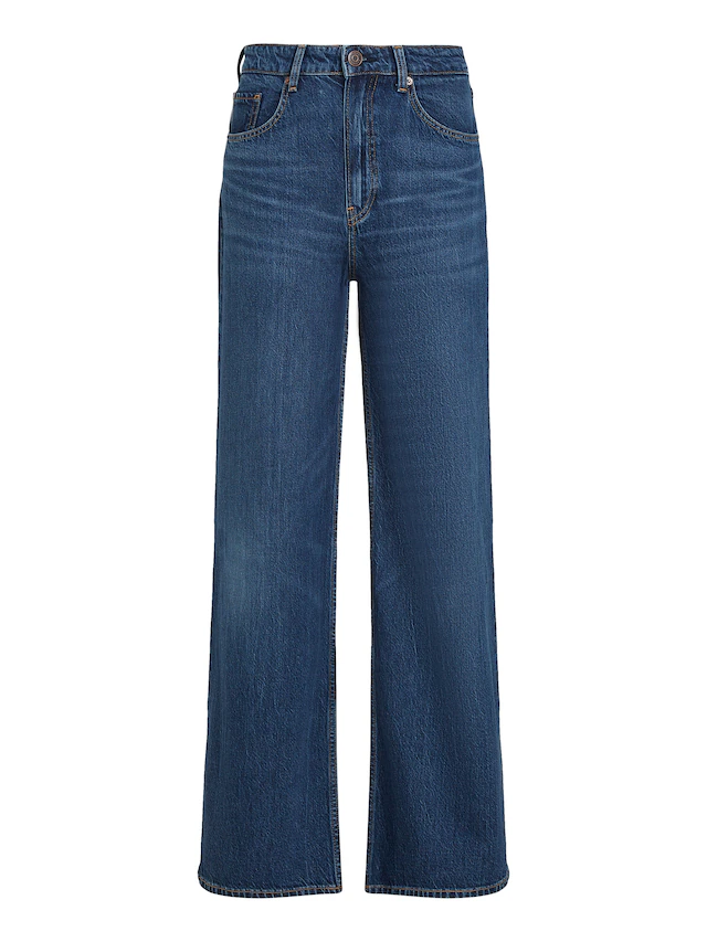 Tommy Hilfiger Weite Jeans »WIDE LEG HW LOU« mit Logo-Badge, mit Nieten, mit Bügelfalten
