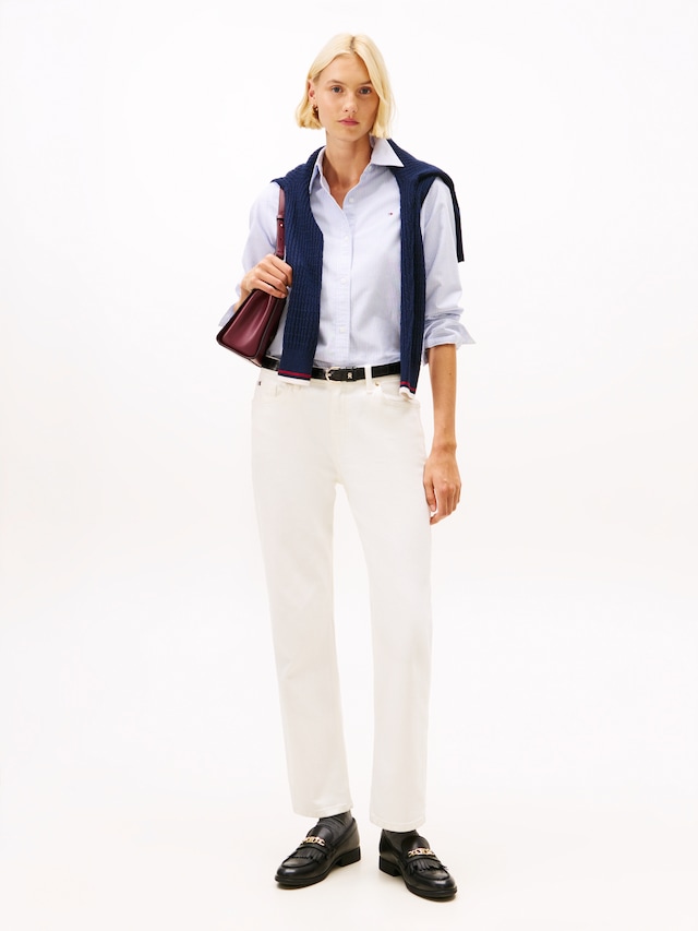 Tommy Hilfiger Hemdbluse »OXFORD RELAXED FIT SHIRT mit Hemdblusenkragen und Stickerei« Baumwolle, relaxed fit