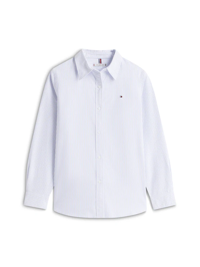 Tommy Hilfiger Hemdbluse »OXFORD RELAXED FIT SHIRT mit Hemdblusenkragen und Stickerei« Baumwolle, relaxed fit