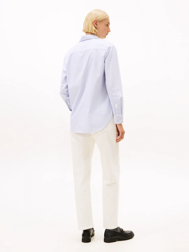 Tommy Hilfiger Hemdbluse »OXFORD RELAXED FIT SHIRT mit Hemdblusenkragen und Stickerei« Baumwolle, relaxed fit