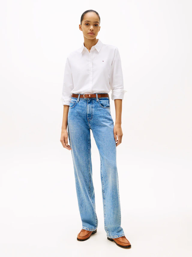 Tommy Hilfiger Hemdbluse »OXFORD RELAXED FIT SHIRT mit Hemdblusenkragen und Stickerei« Baumwolle, relaxed fit