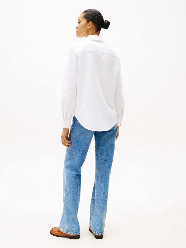 Tommy Hilfiger Hemdbluse »OXFORD RELAXED FIT SHIRT mit Hemdblusenkragen und Stickerei« Baumwolle, relaxed fit