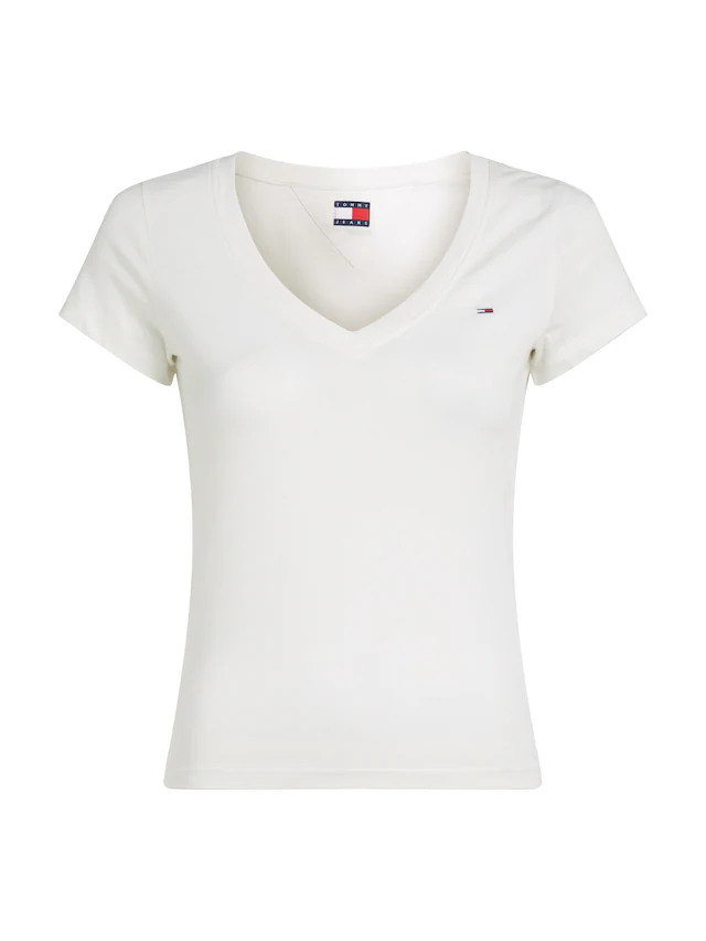 Tommy Jeans Kurzarmshirt »TJW SLIM V-NECK TEE« mit Logo-Stickerei