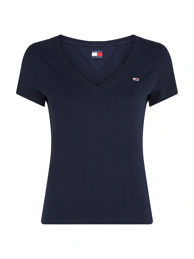 Tommy Jeans Kurzarmshirt »TJW SLIM V-NECK TEE« mit Logo-Stickerei