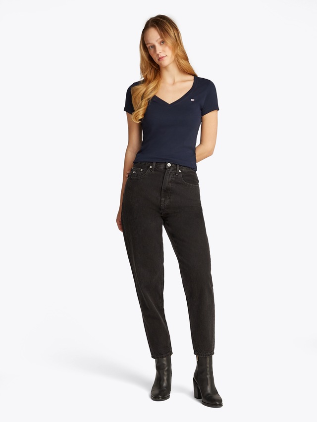 Tommy Jeans Kurzarmshirt »TJW SLIM V-NECK TEE« mit Logo-Stickerei