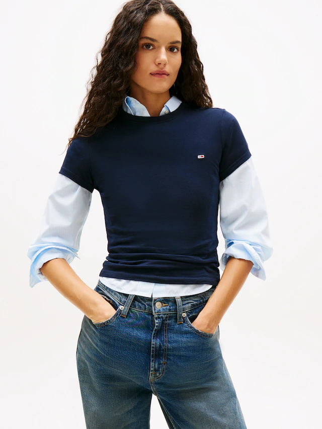 Tommy Jeans Kurzarmshirt »TJW SLIM C-NECK TEE« mit Logo-Stickerei