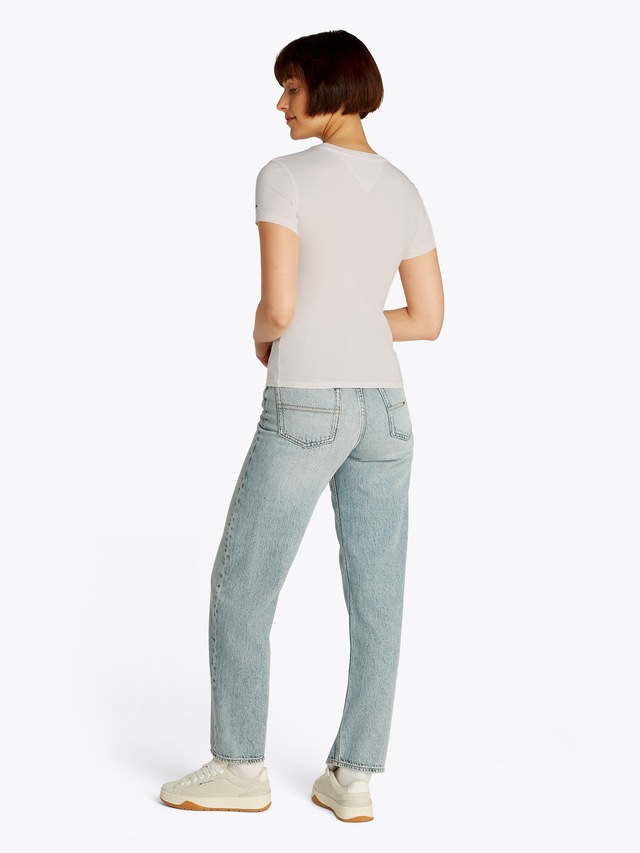 Tommy Jeans Curve Rundhalsshirt »Shirt TJW SLIM ESSENTIAL« in Großen Größen, Logo-Print auf Brusthöhe, mit Logostickerei