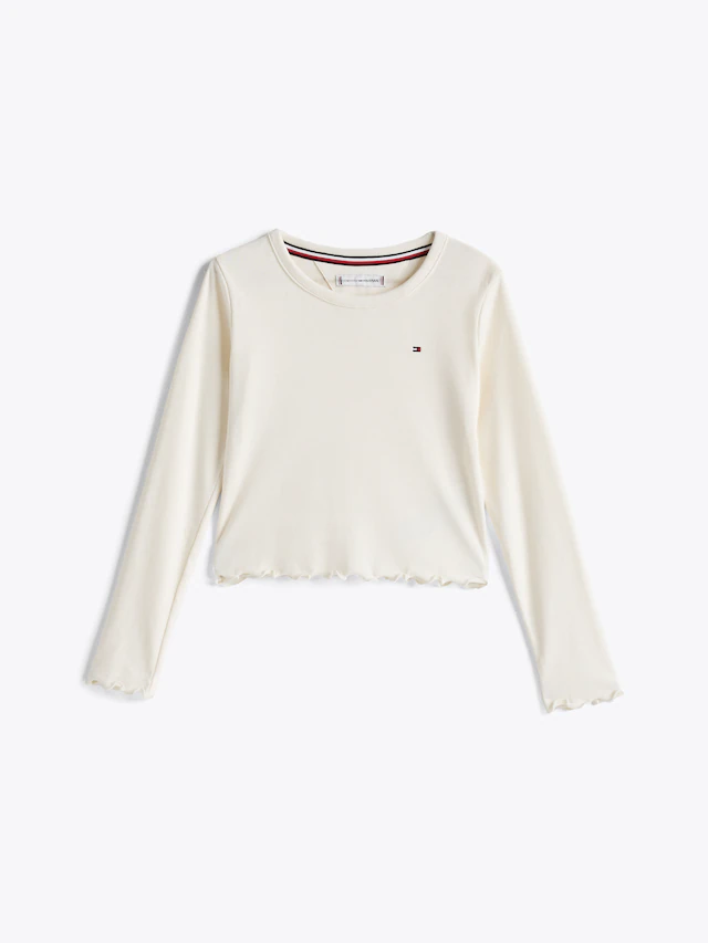 Tommy Hilfiger Langarmshirt »SLUB KNIT TOP LS« mit gewelltem Saum