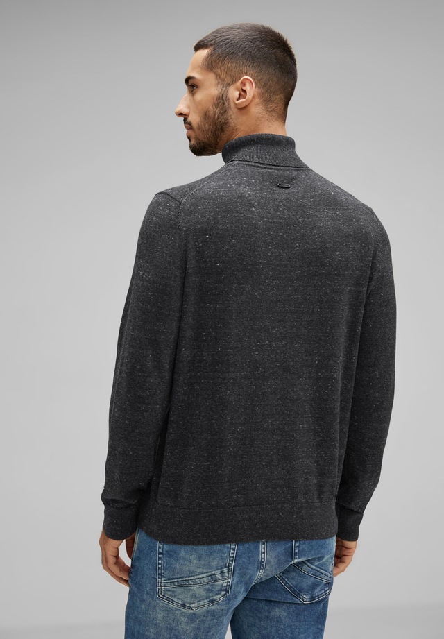 STREET ONE MEN Rollkragenpullover in Melange Optik