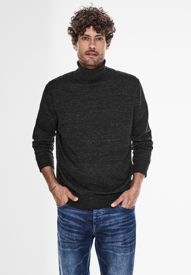STREET ONE MEN Rollkragenpullover in Melange Optik