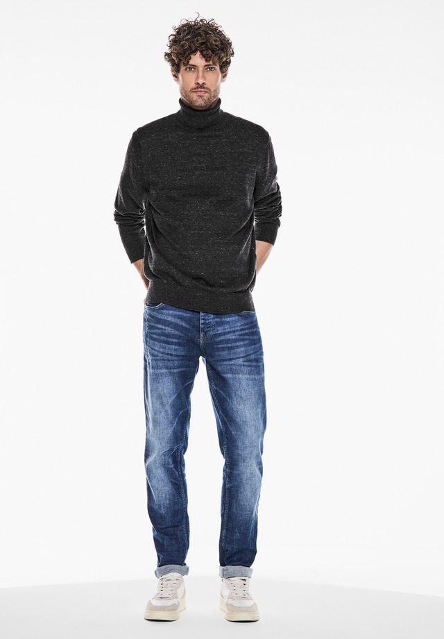 STREET ONE MEN Rollkragenpullover in Melange Optik