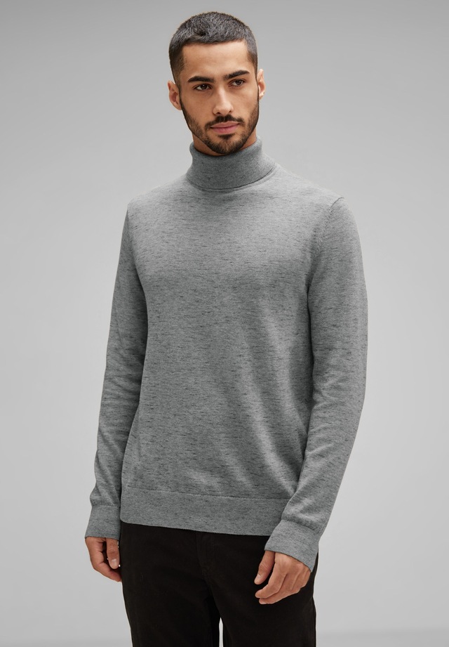 STREET ONE MEN Rollkragenpullover in Melange Optik