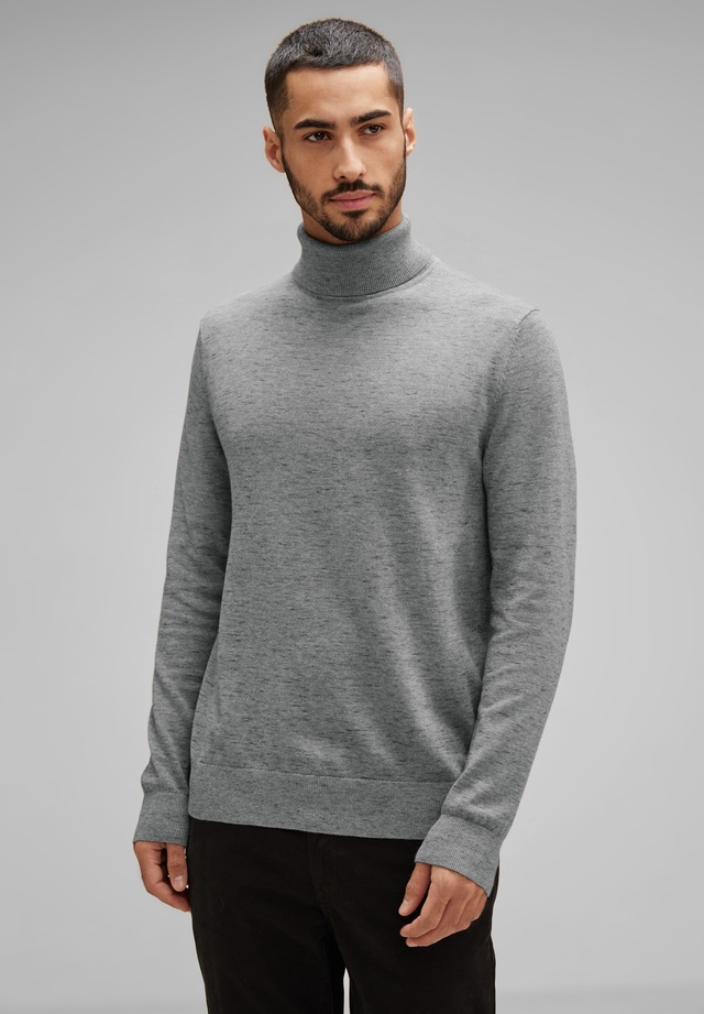 STREET ONE MEN Rollkragenpullover in Melange Optik