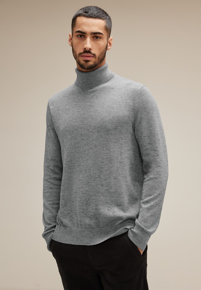 STREET ONE MEN Rollkragenpullover in Melange Optik
