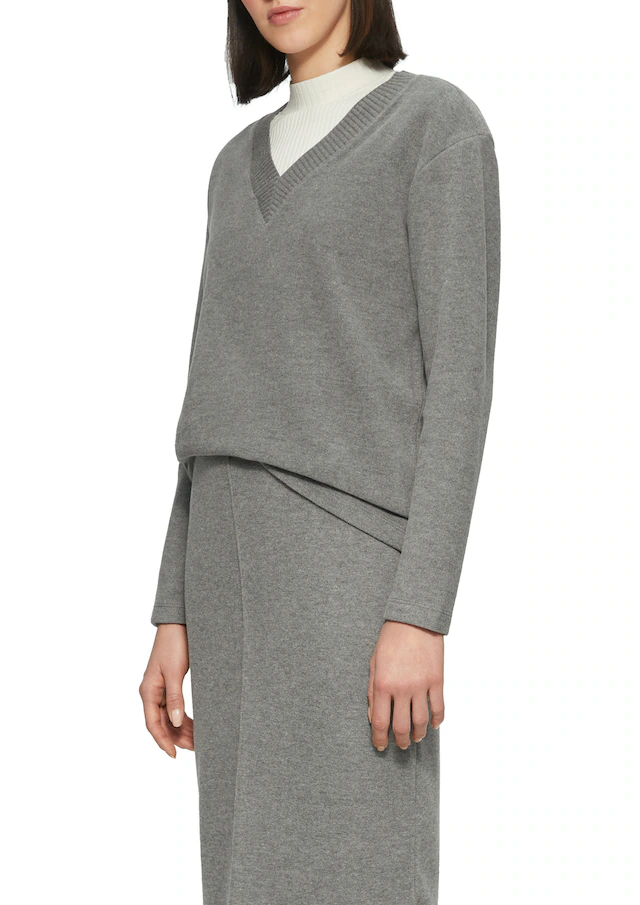 s.Oliver V-Ausschnitt-Pullover in melierter Optik