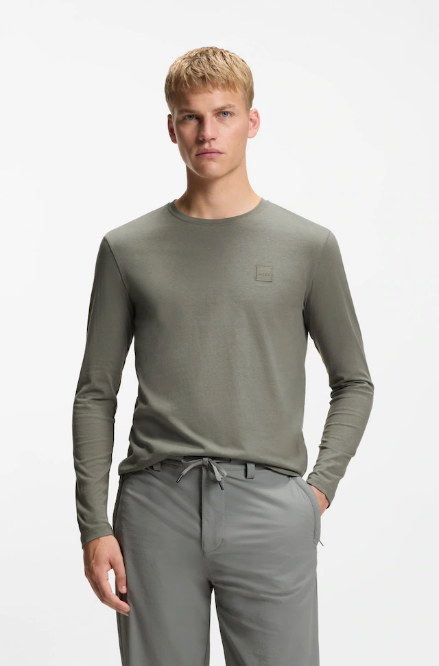 BOSS ORANGE Langarmshirt »Tacks« mit Markenlogo auf der Brust