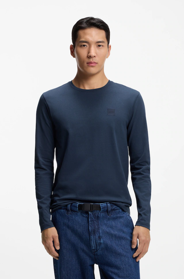 BOSS ORANGE Langarmshirt »Tacks« mit Markenlogo auf der Brust