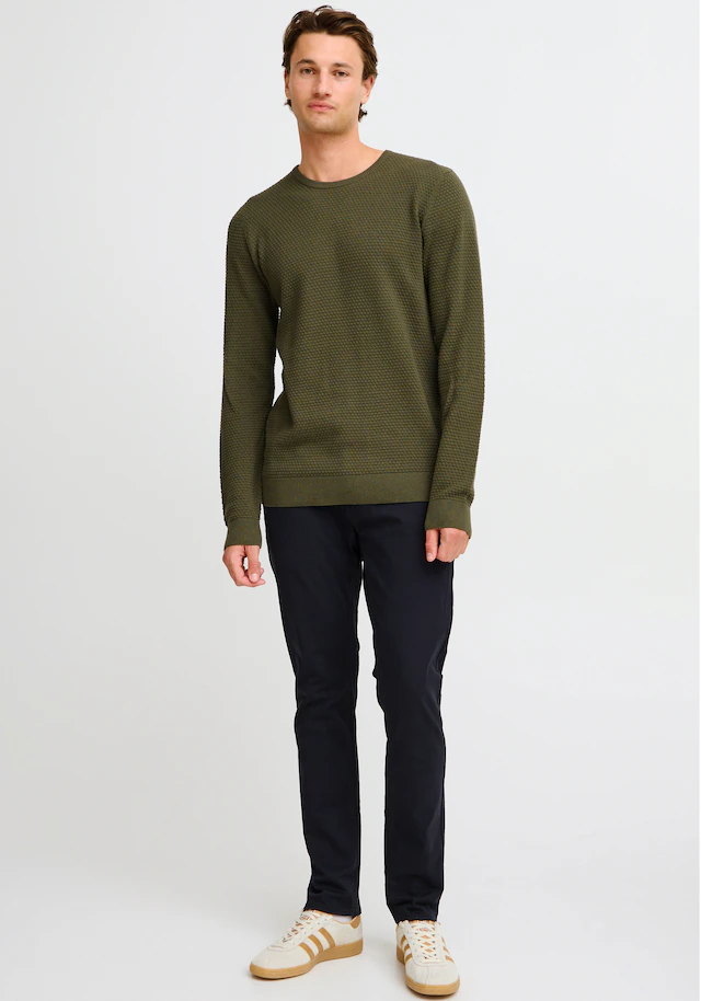 Blend Rundhalspullover »BHREDHILL crewneck« mit Markenlabel, aus Baumwolle, Slim Fit, ohne Verschluss