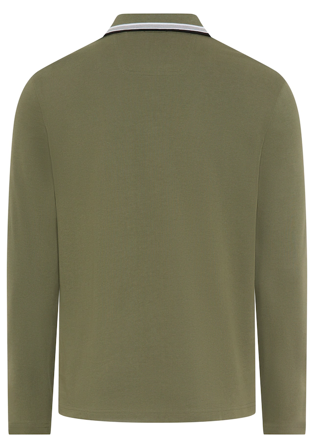 BOSS GREEN Langarm-Poloshirt »Plisy« mit Streifen am Kragen