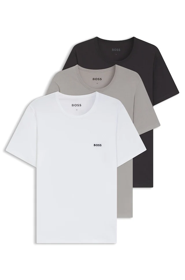BOSS T-Shirt »TShirtRN 3P Classic« Packung, 3 Stk. mit BOSS Stickerei