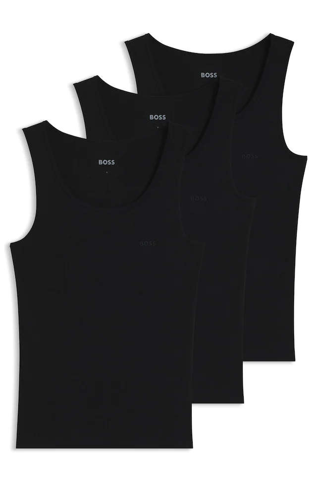 BOSS Tanktop »3P RibClassic BOSS ONE« Ton in Ton Stickerei auf der Brust
