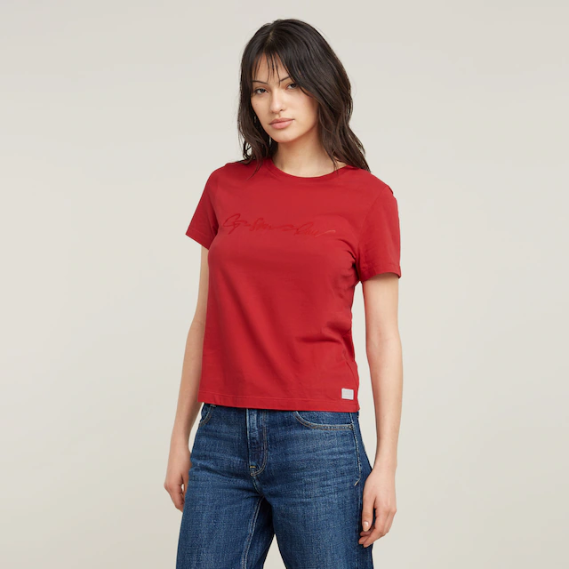 G-STAR T-Shirt »G-Script Shiny R« mit Ton-in-Ton Schriftzug