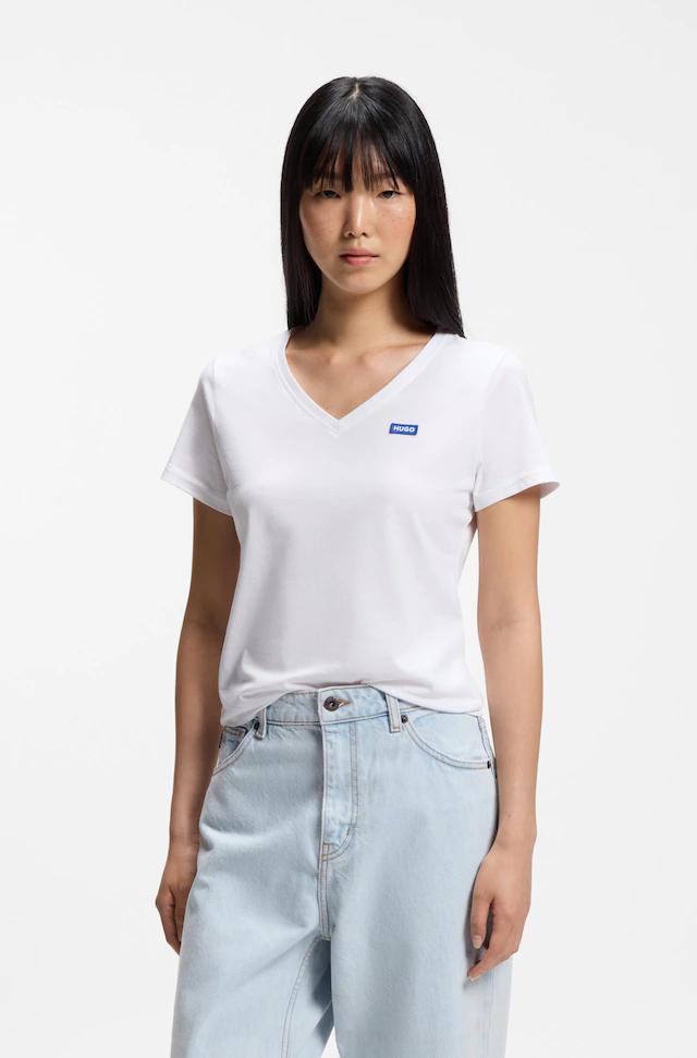 HUGO T-Shirt »Classic V« mit Logo, V-Ausschnitt