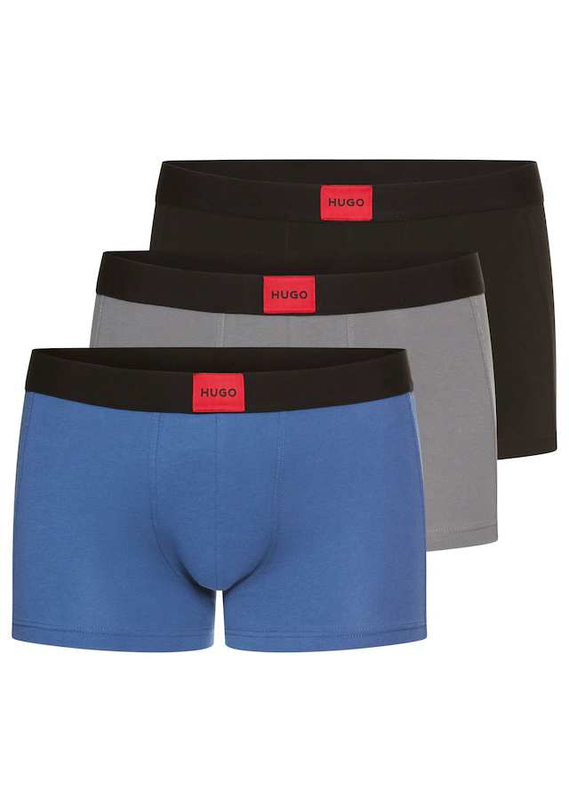 HUGO Underwear Trunk Set, 3 Stk. mit kontrastfarbenen Logobadge