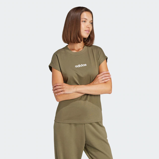 adidas Sportswear T-Shirt »ESSENTIALS LINEAR COTTON« sportlicher Stil, Kurzarm, ohne Verschluss, aus Baumwolle