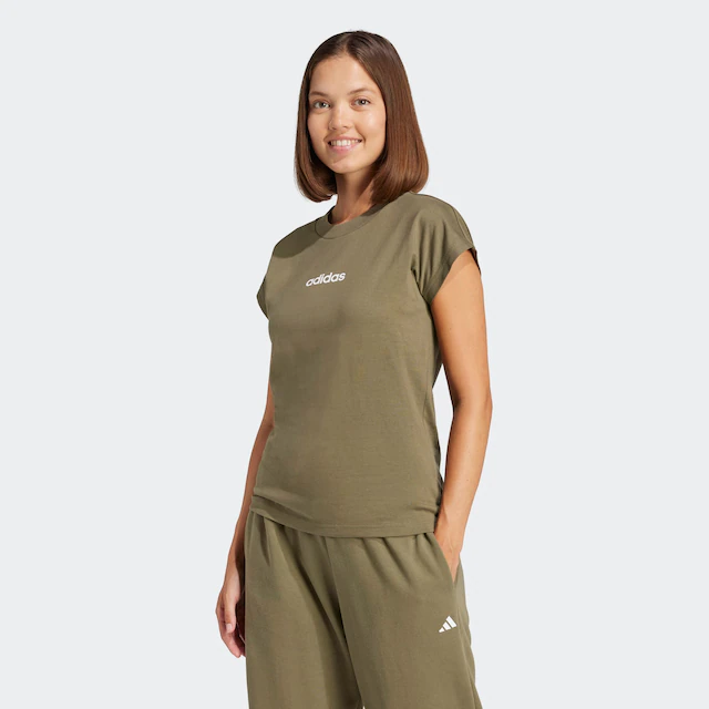 adidas Sportswear T-Shirt »ESSENTIALS LINEAR COTTON« sportlicher Stil, Kurzarm, ohne Verschluss, aus Baumwolle