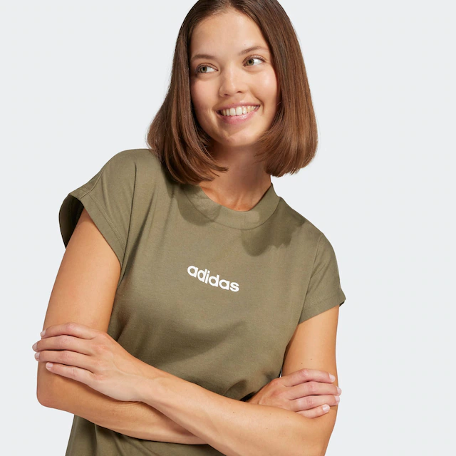 adidas Sportswear T-Shirt »ESSENTIALS LINEAR COTTON« sportlicher Stil, Kurzarm, ohne Verschluss, aus Baumwolle