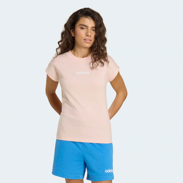 adidas Sportswear T-Shirt »ESSENTIALS LINEAR COTTON« sportlicher Stil, Kurzarm, ohne Verschluss, aus Baumwolle