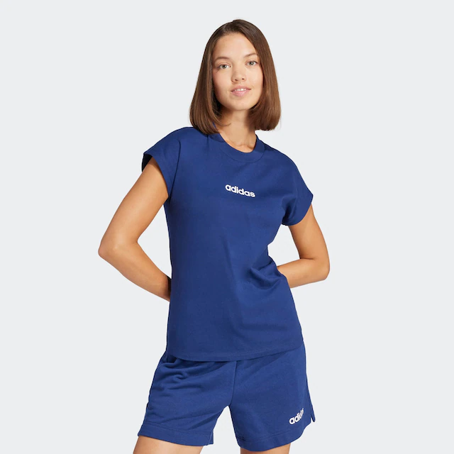 adidas Sportswear T-Shirt »ESSENTIALS LINEAR COTTON« sportlicher Stil, Kurzarm, ohne Verschluss, aus Baumwolle