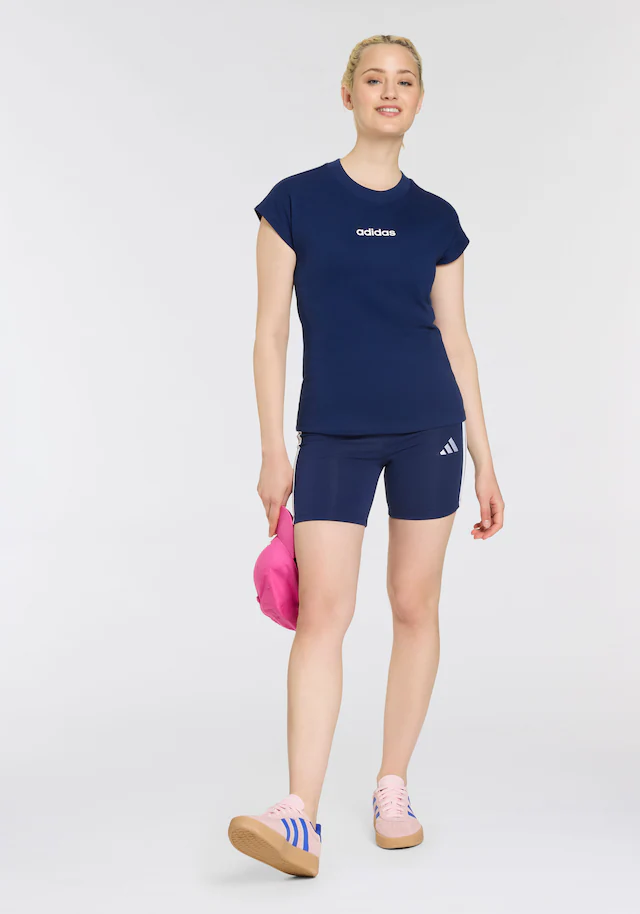 adidas Sportswear T-Shirt »ESSENTIALS LINEAR COTTON« sportlicher Stil, Kurzarm, ohne Verschluss, aus Baumwolle
