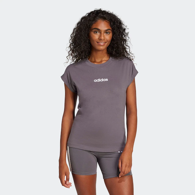 adidas Sportswear T-Shirt »ESSENTIALS LINEAR COTTON« sportlicher Stil, Kurzarm, ohne Verschluss, aus Baumwolle